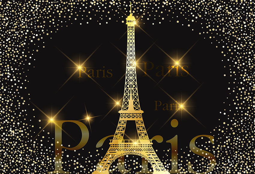 Gold Eiffel Tower Sparkle Paris Backdrop for Photography LV-1210