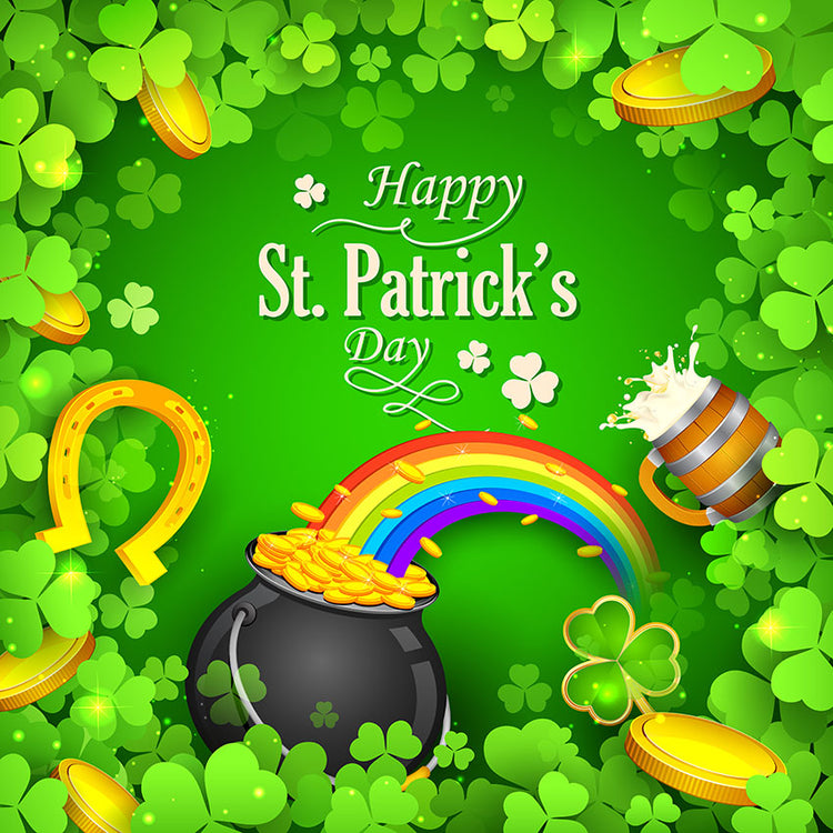 Happy Saint Patrick's Day Clover Money Green Luck Photo Backdrop LV-13 ...