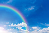 Blue Sky White Clouds Colorful Rainbow Scenery Photography Backdrop