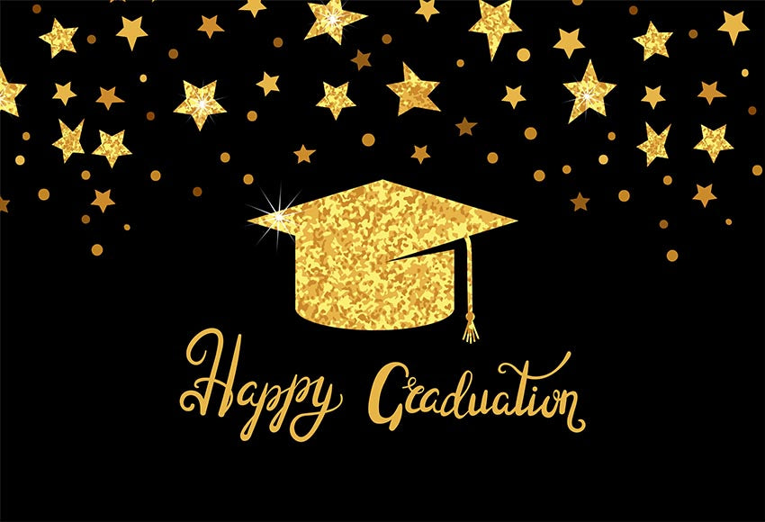 Graduation  Black Gold Photo Backdrop 