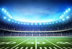 Football Field Stadium Green Grass Lights Photography Backdrop LV-239 ...