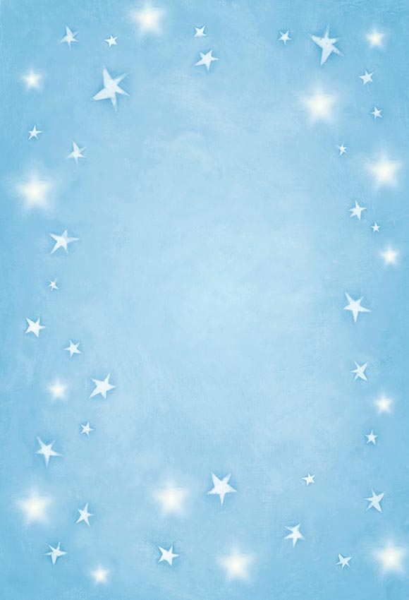 Sparkle Stars Blue Backdrop for Newborn Baby Photography LV-725