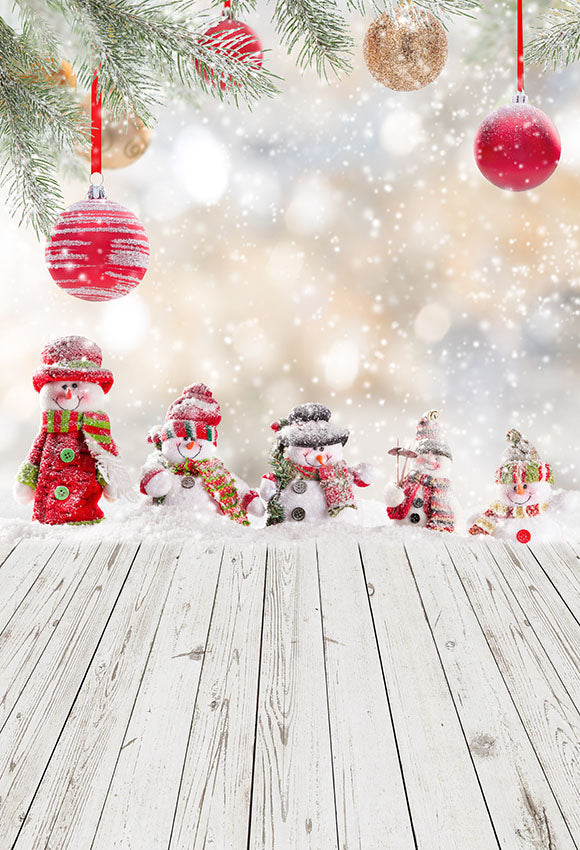 Snowmen Bokeh Snowflake Christmas Photo Backdrop LV-867