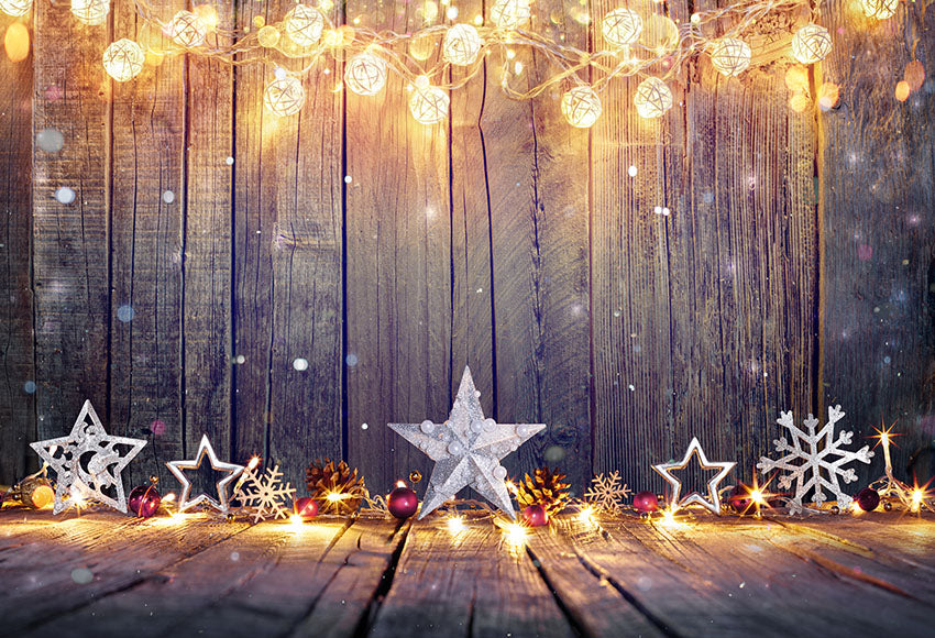 Christmas Lights Wood Wall Backdrop for Photo Studio LV-921