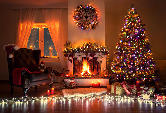 Christmas Stockings Fireplace Backdrop for Pictures LV-994 – Dbackdrop