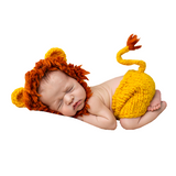 Newborn Photography Props Handmade Costume Baby Photo Shoot Crochet Lion Hat+Pants Outfits Set Clothes