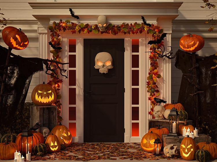 Halloween Pumpkin Lanterns Skull Door Festival Backdrops DBD-H19042 ...